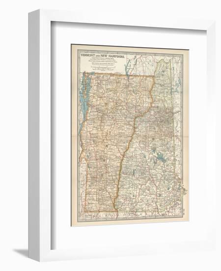 Map of Vermont and New Hampshire, United States-Encyclopaedia Britannica-Framed Art Print