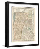 Map of Vermont and New Hampshire, United States-Encyclopaedia Britannica-Framed Art Print