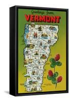 Map of Vermont-null-Framed Stretched Canvas