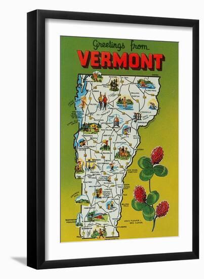 Map of Vermont-null-Framed Art Print