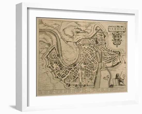 Map of Verona, from 'Les Villes De Venetie', 1704, Published by Pierre Mortier in Amsterdam-Pierre Mortier-Framed Giclee Print