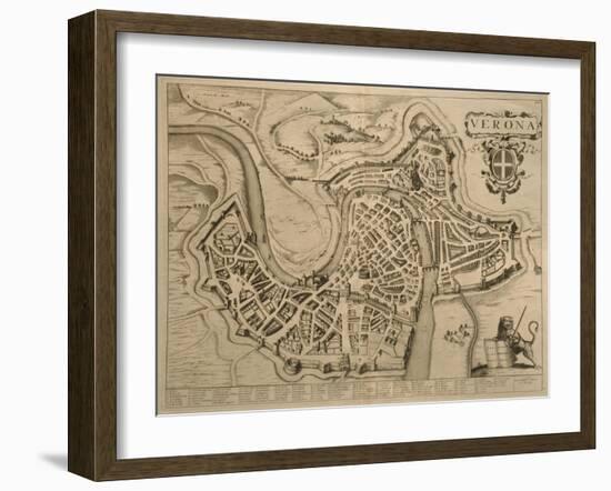 Map of Verona, from 'Les Villes De Venetie', 1704, Published by Pierre Mortier in Amsterdam-Pierre Mortier-Framed Giclee Print