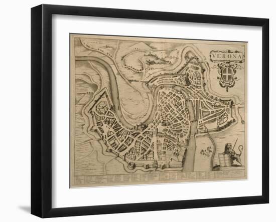 Map of Verona, from 'Les Villes De Venetie', 1704, Published by Pierre Mortier in Amsterdam-Pierre Mortier-Framed Giclee Print