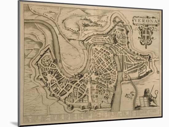 Map of Verona, from 'Les Villes De Venetie', 1704, Published by Pierre Mortier in Amsterdam-Pierre Mortier-Mounted Giclee Print