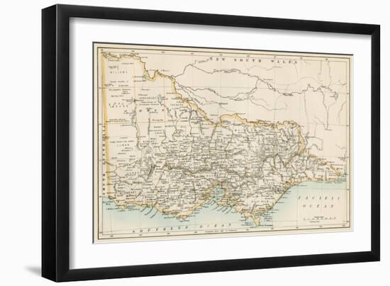 Map of Victoria, Australia, 1870s-null-Framed Premium Giclee Print