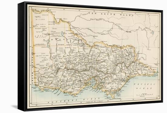 Map of Victoria, Australia, 1870s-null-Framed Stretched Canvas