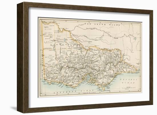 Map of Victoria, Australia, 1870s-null-Framed Giclee Print