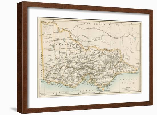 Map of Victoria, Australia, 1870s-null-Framed Giclee Print