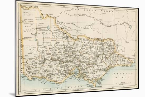Map of Victoria, Australia, 1870s-null-Mounted Giclee Print