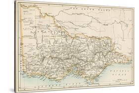 Map of Victoria, Australia, 1870s-null-Stretched Canvas