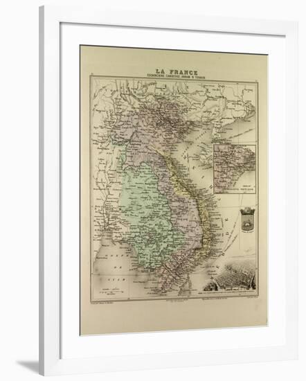 Map of Vietnam Cambodia Thailand Laos 1896-null-Framed Giclee Print