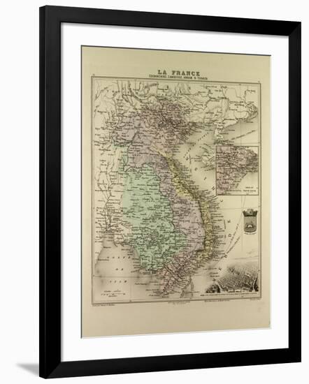 Map of Vietnam Cambodia Thailand Laos 1896-null-Framed Giclee Print