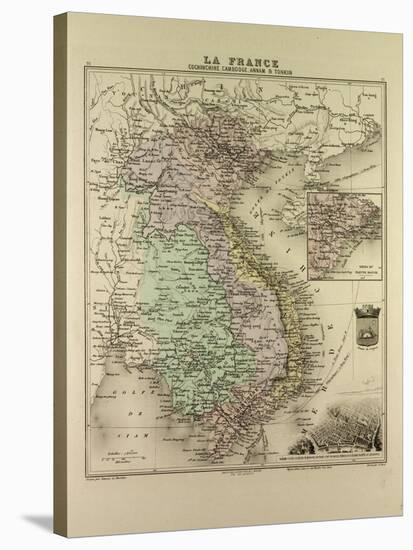 Map of Vietnam Cambodia Thailand Laos 1896-null-Stretched Canvas