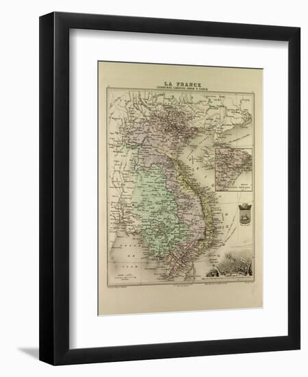 Map of Vietnam Cambodia Thailand Laos 1896-null-Framed Giclee Print