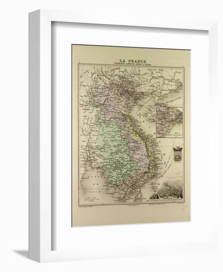 Map of Vietnam Cambodia Thailand Laos 1896-null-Framed Giclee Print