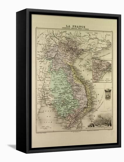 Map of Vietnam Cambodia Thailand Laos 1896-null-Framed Stretched Canvas