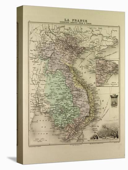 Map of Vietnam Cambodia Thailand Laos 1896-null-Stretched Canvas