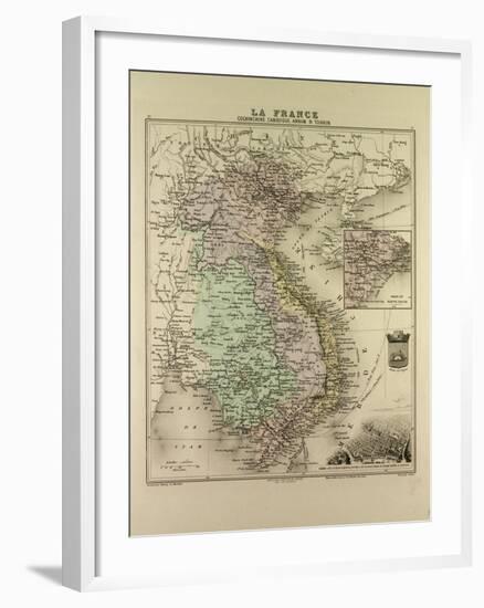 Map of Vietnam Cambodia Thailand Laos 1896-null-Framed Premium Giclee Print