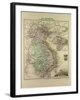 Map of Vietnam Cambodia Thailand Laos 1896-null-Framed Premium Giclee Print