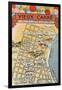 Map of Vieux Carre, New Orleans, Louisiana-null-Framed Art Print