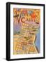 Map of Vieux Carre, New Orleans, Louisiana-null-Framed Art Print