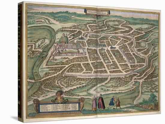 Map of Vilnius, Lithuania, from Civitates Orbis Terrarum by Georg Braun-Joris Hoefnagel-Stretched Canvas