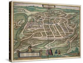 Map of Vilnius, Lithuania, from Civitates Orbis Terrarum by Georg Braun-Joris Hoefnagel-Stretched Canvas