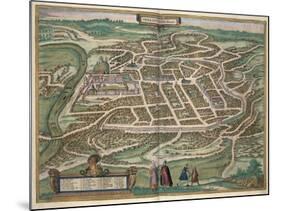 Map of Vilnius, Lithuania, from Civitates Orbis Terrarum by Georg Braun-Joris Hoefnagel-Mounted Giclee Print