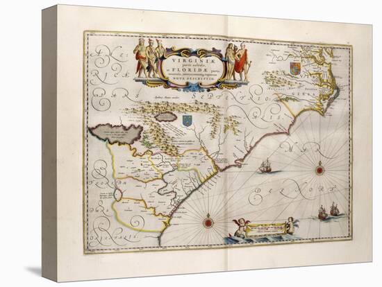 Map of Virginia and Florida, 1667-Joan Blaeu-Stretched Canvas