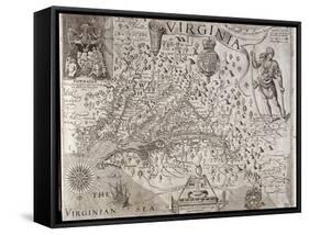 Map of Virginia, Discovered and Described by Captain John Smith, 1606, Engraved by William Hole-John Smith-Framed Stretched Canvas