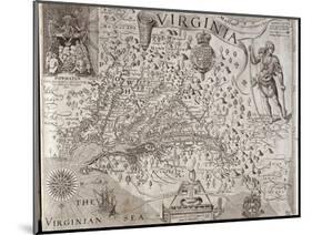 Map of Virginia, Discovered and Described by Captain John Smith, 1606, Engraved by William Hole-John Smith-Mounted Giclee Print