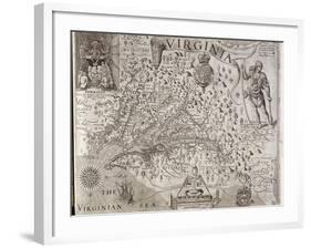 Map of Virginia, Discovered and Described by Captain John Smith, 1606, Engraved by William Hole-John Smith-Framed Giclee Print