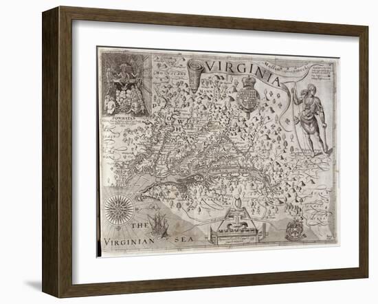 Map of Virginia, Discovered and Described by Captain John Smith, 1606, Engraved by William Hole-John Smith-Framed Giclee Print