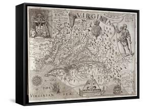Map of Virginia, Discovered and Described by Captain John Smith, 1606, Engraved by William Hole-John Smith-Framed Stretched Canvas