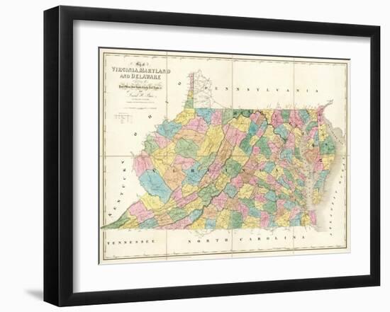 Map of Virginia, Maryland and Delaware, c.1839-David H^ Burr-Framed Art Print