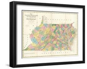 Map of Virginia, Maryland and Delaware, c.1839-David H^ Burr-Framed Art Print