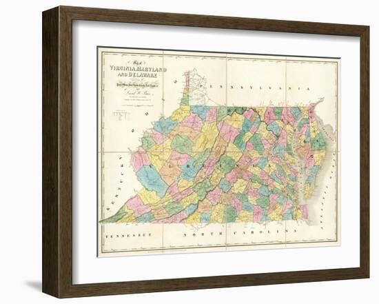 Map of Virginia, Maryland and Delaware, c.1839-David H^ Burr-Framed Art Print