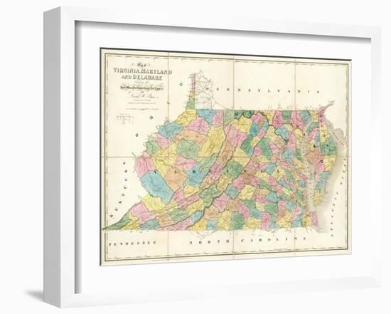 Map of Virginia, Maryland and Delaware, c.1839-David H^ Burr-Framed Art Print