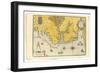 Map of Virginia Showing the Arrival of Sir Walter Raleigh's Expedition in 1585, 1590-John White-Framed Giclee Print