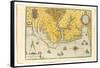 Map of Virginia Showing the Arrival of Sir Walter Raleigh's Expedition in 1585, 1590-John White-Framed Stretched Canvas