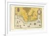 Map of Virginia Showing the Arrival of Sir Walter Raleigh's Expedition in 1585, 1590-John White-Framed Giclee Print