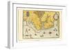 Map of Virginia Showing the Arrival of Sir Walter Raleigh's Expedition in 1585, 1590-John White-Framed Premium Giclee Print