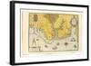 Map of Virginia Showing the Arrival of Sir Walter Raleigh's Expedition in 1585, 1590-John White-Framed Giclee Print