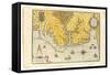 Map of Virginia Showing the Arrival of Sir Walter Raleigh's Expedition in 1585, 1590-John White-Framed Stretched Canvas