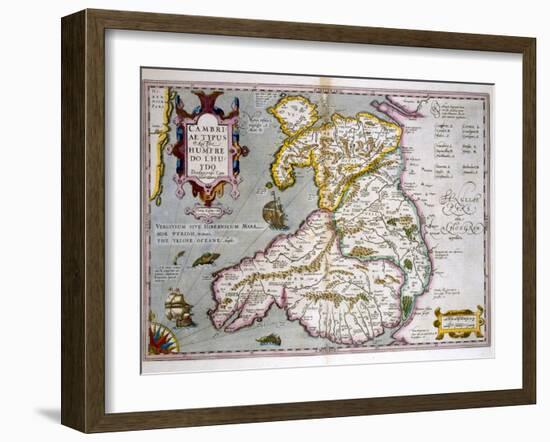 Map of Wales, Published c.1630-Jodocus Hondius-Framed Giclee Print