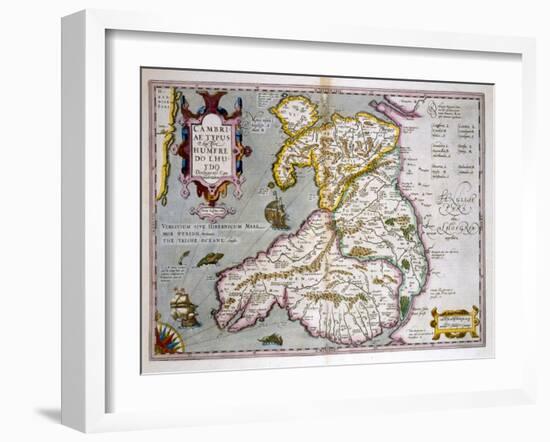 Map of Wales, Published c.1630-Jodocus Hondius-Framed Giclee Print