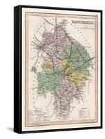 Map of Warwickshire-James Archer-Framed Stretched Canvas