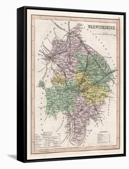 Map of Warwickshire-James Archer-Framed Stretched Canvas