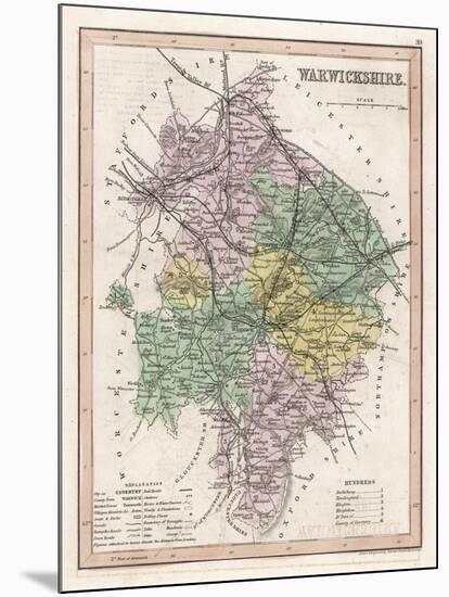 Map of Warwickshire-James Archer-Mounted Art Print