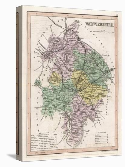 Map of Warwickshire-James Archer-Stretched Canvas